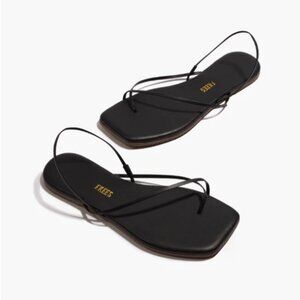 TKEES Square Toe Millie Sandals Women's US 9 EU 40 Black Leather Dainty Straps